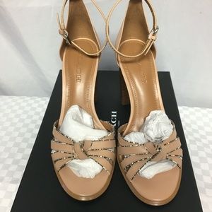 Coach Kiki Block-Heel Sandals A01932 Beachwood/ Black White 8M